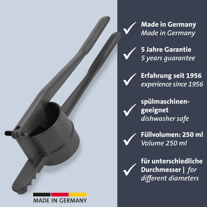 Прес для пресування та картоплі Westmark Sptzlepress Special Dark Edition, довжина 41 см, з круглою перфорацією, високоякісне спеціальне покриття, алюміній, антрацит, 6110226Z Антрацит одинарний одинарний