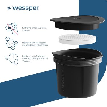 Стеклянный графин для фильтрации воды 1 л Wessper