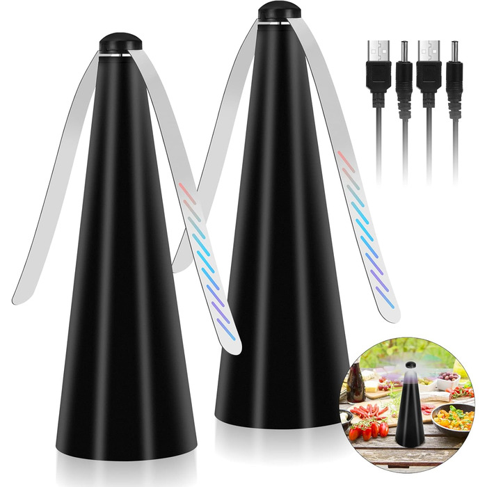 Набір з 2 вентиляторів для відлякування комах чорний Uwelliky