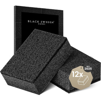 Набір губок для миття посуду 12 шт. чорний Black Sweden Home