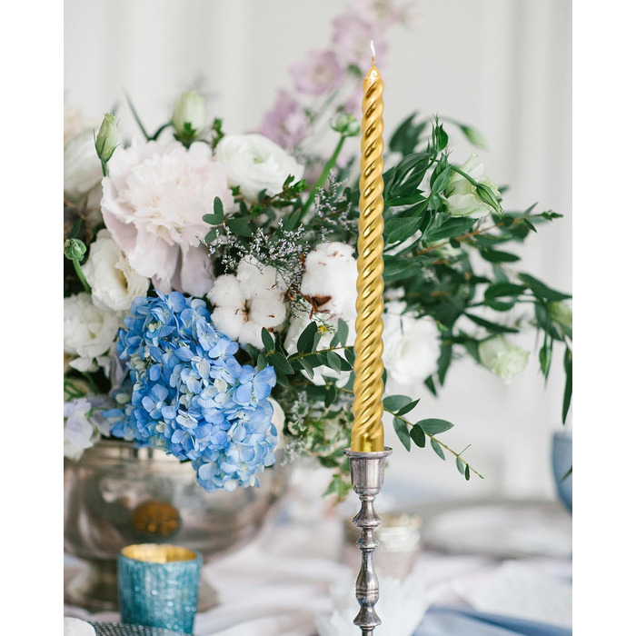 Набір з 4 конічних спіральних свічок 2 х 25,5 см, золотистий Alederways