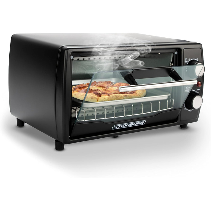 Міні-піч Ecosa 1000 Вт 10 літрів Включаючи деко та решітку для гриля Піч для піци 90-230C Таймер на 60 хвилин Складаний піддон для крихт Міні-піч Духовка Мала духовка