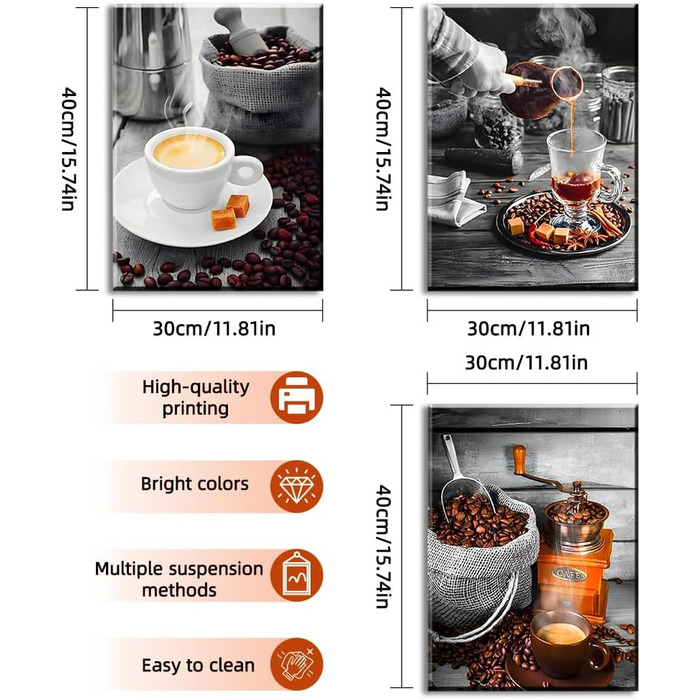 Настінні картини сучасні 30 x 40 см без рамки, 3 шт. burkfeeg