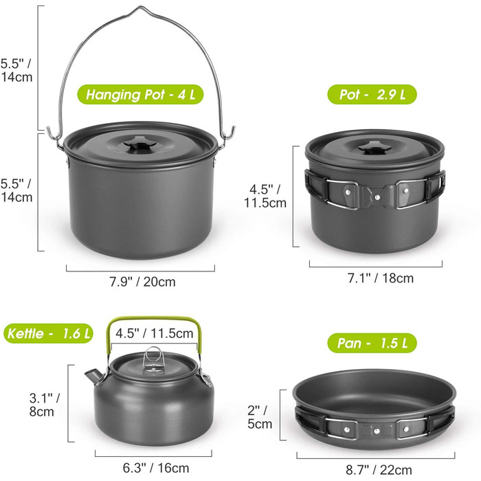 Набор посуды для кемпинга на 6 человек, нержавеющая сталь Odoland
