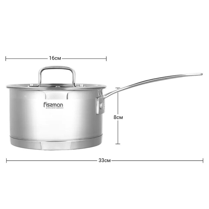 Ківш Fissman FOBUS 16x8 см / 1,6 л з кришкою (5380)