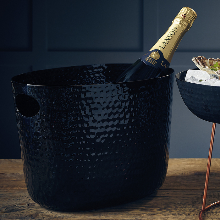 Відро для шампанського 22*30.5*22.8 см, рельєфне, чорне GenWare