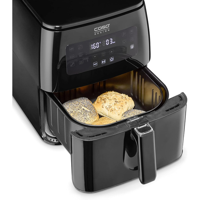 Аерофритюрниця з об'ємом кошика 6 л, 12 автоматичними програмами, таймером від 1 до 60 хв. Caso
