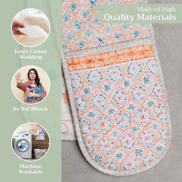 Рукавички для духовки Maison d&39 Hermine, Прихватки для каструль, 100 бавовна, термостійкі кухонні рукавички, рукавички для духовки (19 см x 33 см) та прихватки для каструль (20 см x 20 см) для приготування їжі, Морзін - Рукавички для духовки на День под