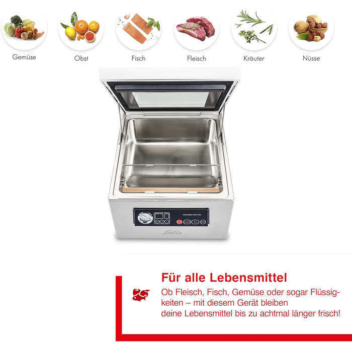 Вакуумный упаковщик 7 л, в комплекте 30 вакуумных пакетов Chamber Vac Pro Solis