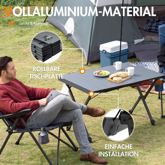 Складной кемпинговый стол 108 х 71 см черный Portal