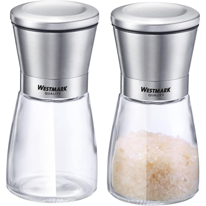 Дисплей Westmark, Вміст 6 дозаторів, Ємність 190 мл кожен, Скло/Нержавіюча сталь/Пластик, Прозорий/Чорний/Сріблястий, 63592611 (Млин для спецій, 2 шт. и, Прозорий/Сріблястий/Чорний)