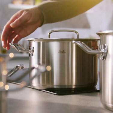 Каструля Fissler Original-Profi Collection/Нержавіюча сталь (Ø 4 л) Каструлі з металевою кришкою, внутрішня вага, Зроблено в Німеччині - Індукційна (6,3 літра)