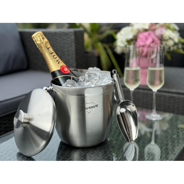 Ведро для льда 3 л с крышкой, совком и щипцами для льда Durawe Company