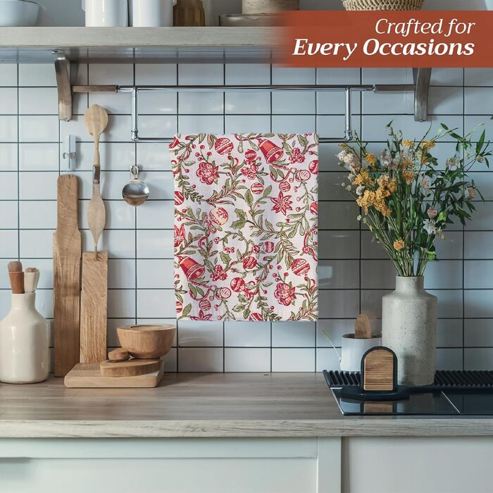 Набір з 3 багатоцільових кухонних рушників Maison d&39 Hermine Rural Christmas, 100 бавовна Барні рушники День подяки/Різдво (50 см x 70 см) (13 - Reveillon Au Jardin)