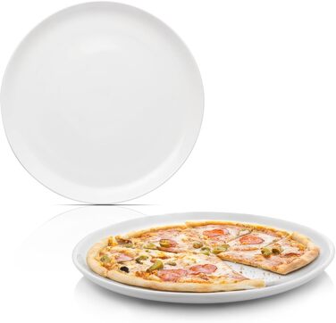 Тарілка для пасти New Port на 4 предмети, набір тарілок для пасти на 4 особи, порцелянова миска для пасти, глибока тарілка, яку можна мити в посудомийній машині, багатофункціональна миска біла 370 мл PREMIUM COLLECTION (тарілка для піци з 2 предметів)