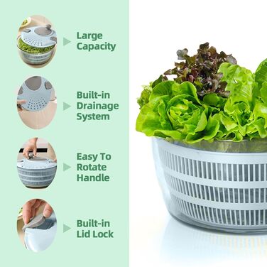 Спиннер для салата с контейнером для хранения, 24 см YeRan