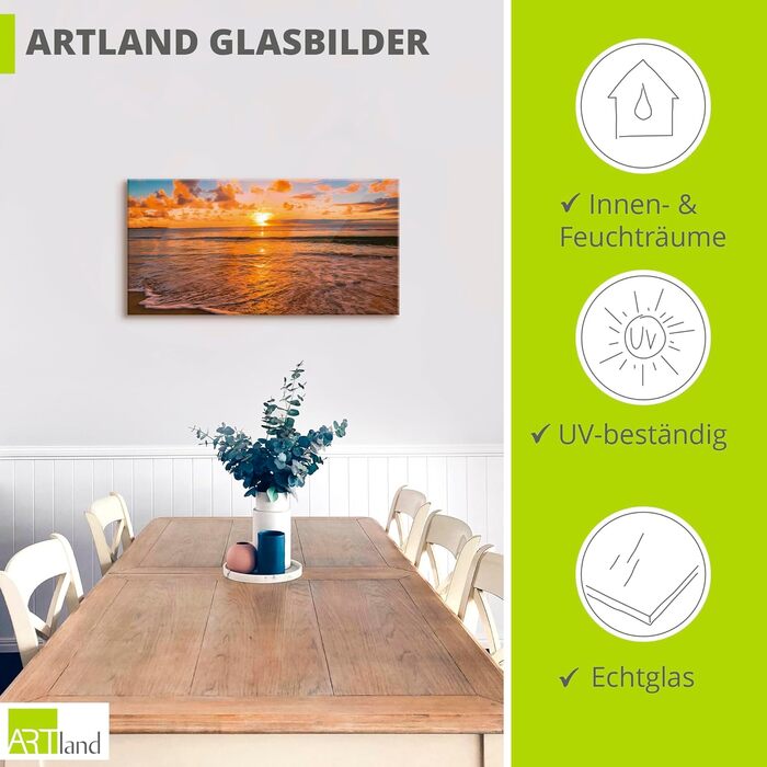 Настінний декор скляні картини настінна картина скляна картина цільна 40x40 см квадрат пляж море сонце карибський пейзаж узбережжя схід сонця морський S7LE (Тропічний пляж, 100Д x 50Ш см)