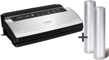 Вакуумний пакувальник CASO VC300 - вакуумний пакувальник, їжа в 8 разів довша свіжа, подвійний зварний шов, регульована міцність вакууму, в т.ч. коробка з фольги, різак, 2 професійні рулони фольги, шланг для вакуумного контейнера (одинарний, з нержавіючої