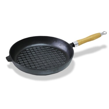 Пательня для смаження Fissman 27x4,8 см з рифленим дном і ручкою (4096)