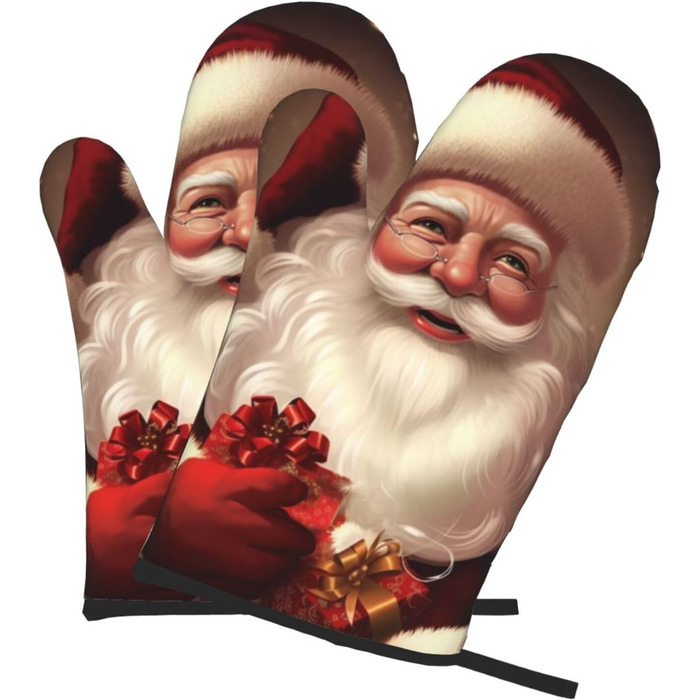 Набор из 2 рукавичек для духовки 15 х 28 см, Санта-Клаус ULKMFFCF