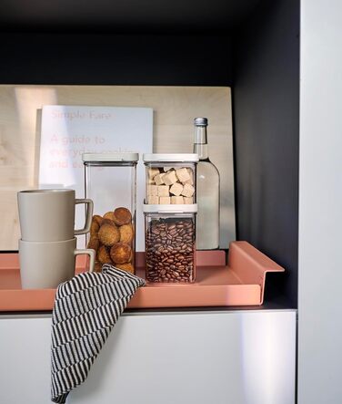 Банки для хранения Mepal с крышками - Герметичные и штабелируемые контейнеры для хранения - Хранение и организация на кухне - Можно мыть в посудомоечной машине - 700 мл, 1100 мл и 2000 мл - Черный (набор из 3 шт., Nordic White)