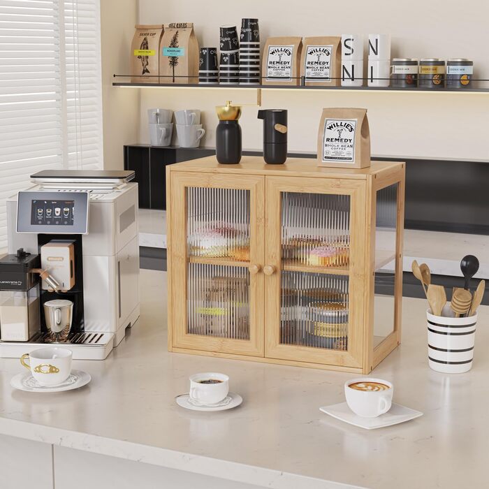 Дворівнева бамбукова хлібниця 41 x 25 x 38 см з 2 дверцятами BAMBANG