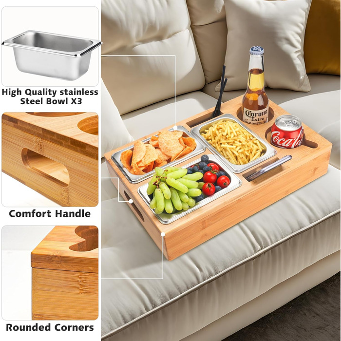 Органайзер для снеків з 3 мисками 40 х 26 х 8 см CENOVE