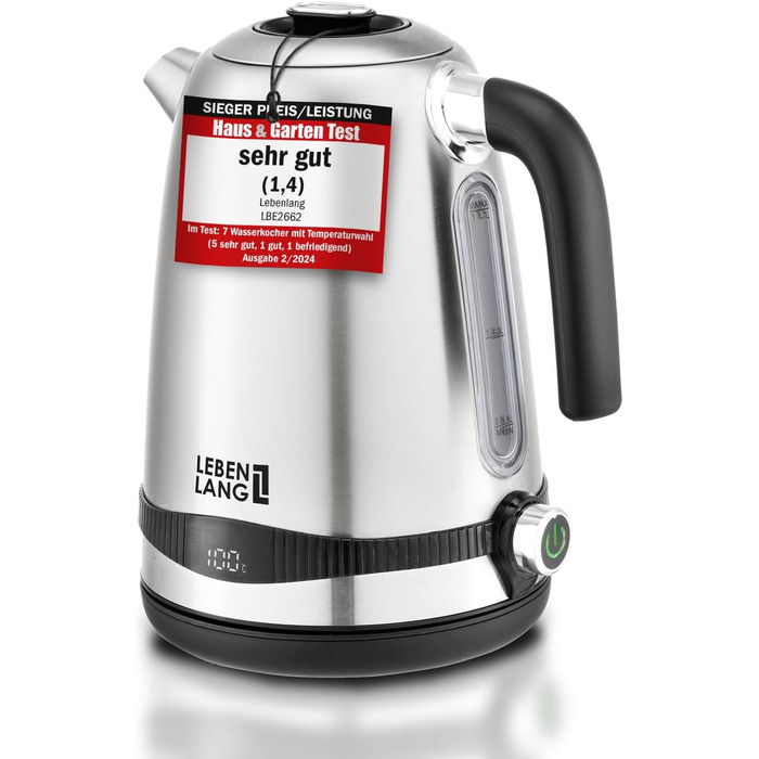 Чайник з нержавіючої сталі Налаштування температури тихий, покажчик температури та функція збереження тепла 1,7 літра та 2200 Вт Електричний чайник Температура Чайник з нержавіючої сталі Ретро без пластику