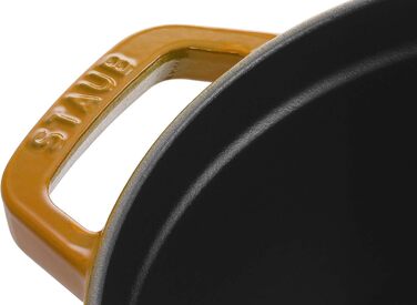 Чавунна жаровня/кокотниця STAUB, кругла 8,35 л, функція Ароматичний дощ для оптимального зволоження, для всіх типів варильних поверхонь, включаючи індукційні та духові шафи, (гірчично-жовтий, 26 см)