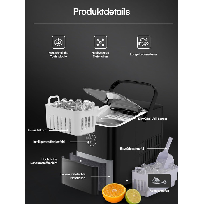 Льодогенератор 1,5 л 120 Вт чорний FOHERE