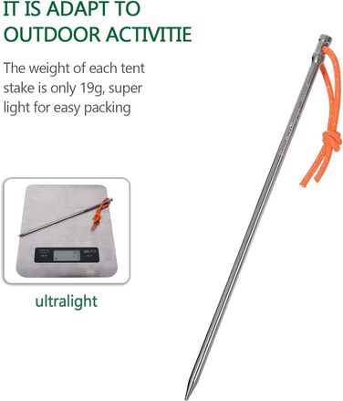 Титанові кілочки для намету довжиною 20 см 8 шт. Ti4006P iBasingo