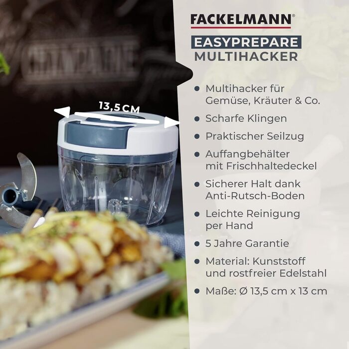 Мульти-подрібнювач зі шківом, прозорий контейнер для збирання продуктів з кришкою Fackelmann