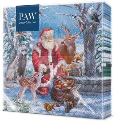 Серветки 3-шарові (33 x 33 см) I 20 шт. I Різнокольорові паперові серветки, ідеальні для різдвяного столу I Серветки - Різдво, зима, зірки, сніг, сніговики I (Подарунки від Санти)