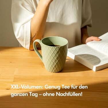 Чашка для чаю 650 мл з ситечком та кришкою, оливкова KIVY