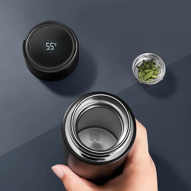 Термос Fissman 390 мл колір чорний нержавіюча сталь (9866)