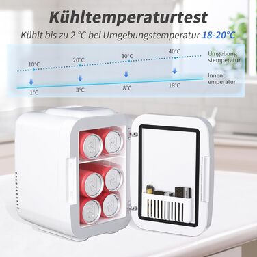 Міні-холодильник зі світлодіодним дзеркалом 4 л білий YASHE