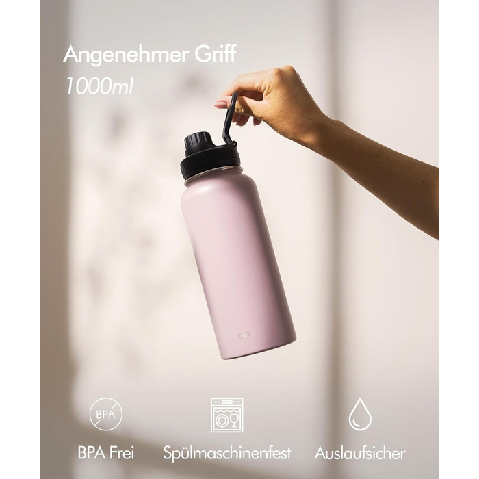 Термобутылка для воды 1л, Taupe KIVY