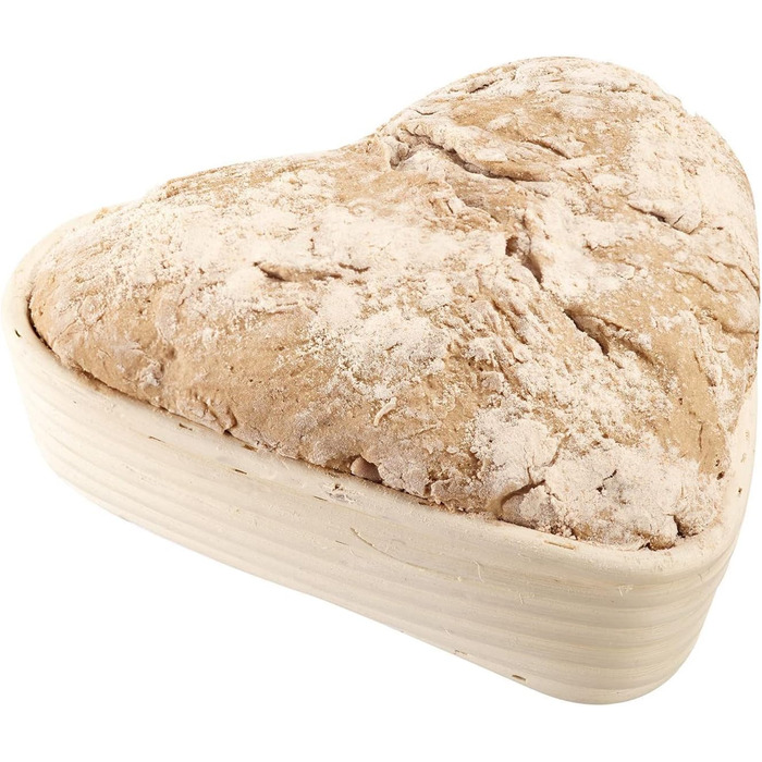 Кошик для вистоювання Westmark, для тіста для хліба 1500-2000 г, овальний, довжина приблизно 40 см, ротангова тростина, світло-бежева, 32022270 (набір з 2 шт. - декор, форма серця)