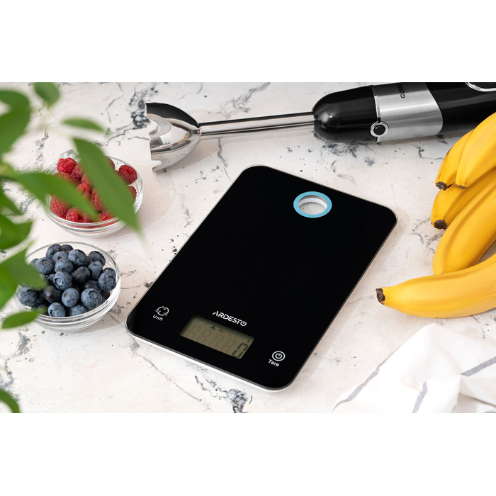 ARDESTO Ваги кухонні, 5кг, CR2032x2 в комплекті, скло, чорний