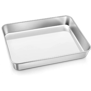 Глубокая форма для противня, противень из нержавеющей стали Herogo (31 x 24 x 5 см), прямоугольная форма для лазаньи для торта брауни, нетоксичная и полезная, светоотражающая, устойчивая к ржавчине, прочная и пригодная для мытья в посудомоечной машине 1 3