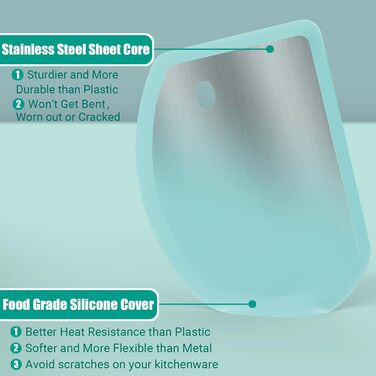 Гнучкий силіконовий скребок для тесту 15,2 х 11 см м'ятно-зелений Lazymi