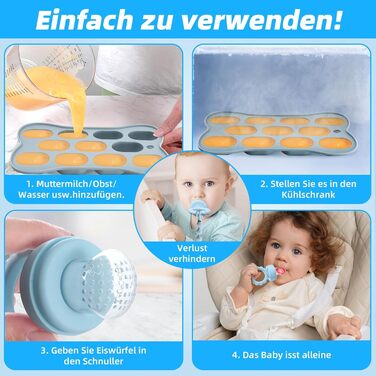 Фруктова пустушка для малюків від 3, 4, 5, 6 місяців, 2 годівниці для дитячого харчування з фруктами та контейнер для зберігання дитячого харчування, ланцюжок для пустушки та 6 силіконових сосків 3 розмірів, фруктова пустушка для малюків (рожево-фіолетова