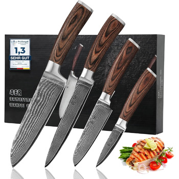 Набір кухонних ножів з дамаської сталі, 4 предмети Edib Wakoli