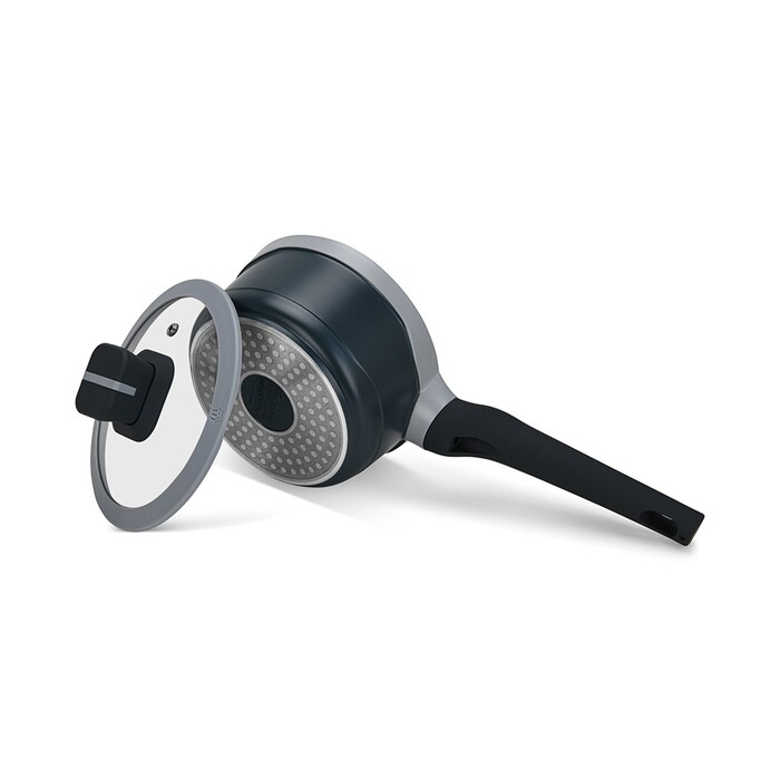 Ківш Fissman зі скляною кришкою LUXURIA 16x8см / 1,3 л алюміній з антипригарним покриттям (14549)