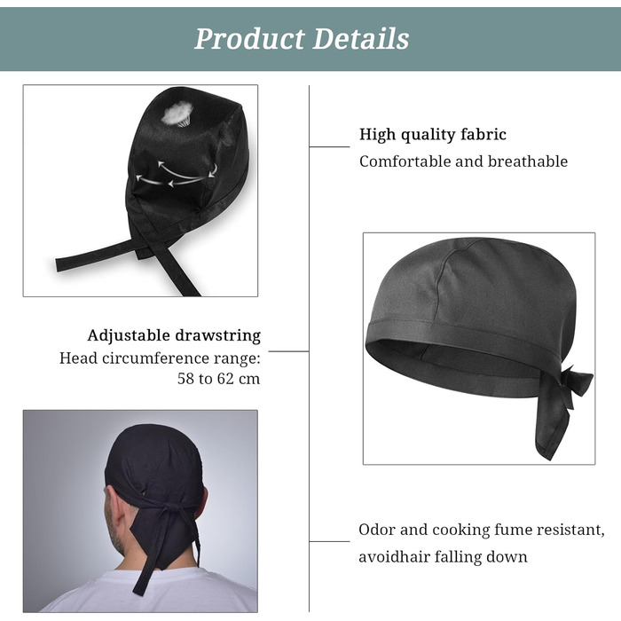 Набір із 4 кухарських шапок чорний Dzsomt