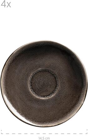 Серія Niara Organic, сучасний набір кавових чашок для 4 осіб у захоплюючому вінтажному образі, набір чашок для кави з 8 предметів зі спеціальним поєднанням глазурі чорного та коричневого кольорів, керамограніт, 934071