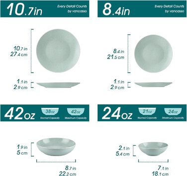 Столовий сервіз з керамограніту, ванкассо 32 предмети Карстовий комбінований сервіз з фаянсу, набір посуду у вінтажному вигляді для 4-12 осіб (Sabine-lg, посуд для 4 осіб)