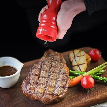 Мельница Fissman для соли и перца 17x6см, КРАСНЫЙ пластик, с керамическим механизмом (8214)