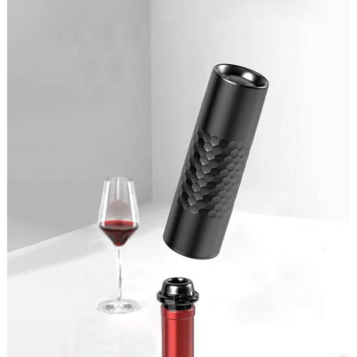 Автоматический винный насос WIWONEY с 1 перезаряжаемым вакуумным насосом и 4 винными пробками для вакуума и 1 зарядным кабелем типа C (черные силиконы)