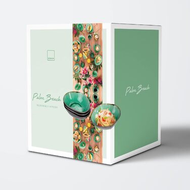 Співачка Набір мисок для макаронних виробів Palm Beach, 4 шт. и, миска для миски, унікальний дизайн, розширюється 1200 мл, макарони 4 шт.